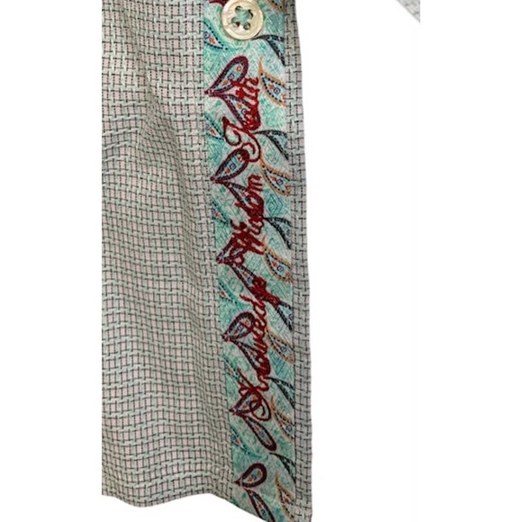 Robert Graham Shirt Green Gray‎ Geometric 43/17 - Picture 4 of 5